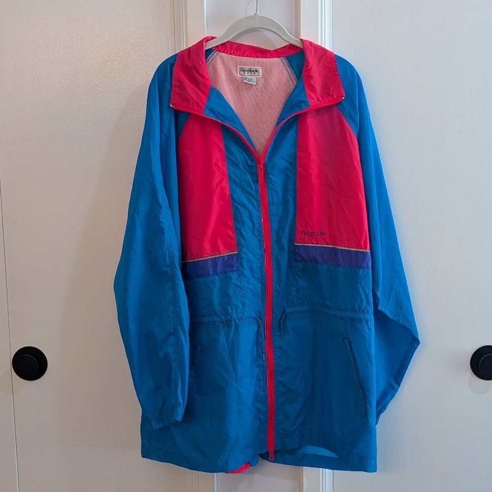 Vintage 1990s Reebok Sport Windbreaker Pink & Blue Size L